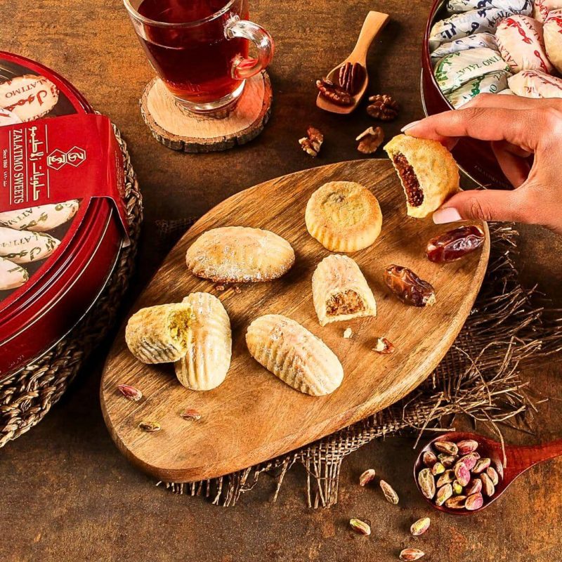 Zalatimo All Natural Assorted Mamoul Shortbread Cookies 1 kg Gift Round Tin Can | AlbazaarMarket.com
