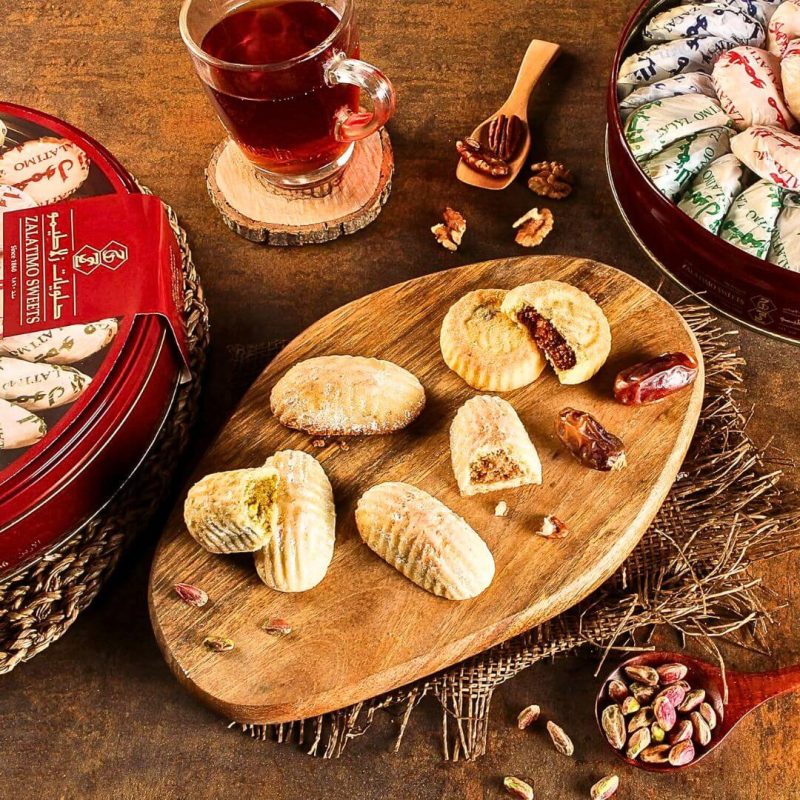 Zalatimo All Natural Assorted Mamoul Shortbread Cookies 1 kg Gift Round Tin Can | AlbazaarMarket.com