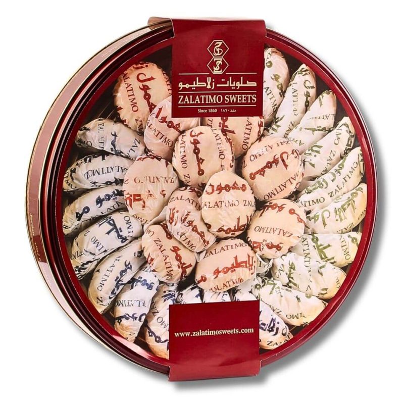 Zalatimo All Natural Assorted Mamoul Shortbread Cookies 1 kg Gift Round Tin Can | AlbazaarMarket.com