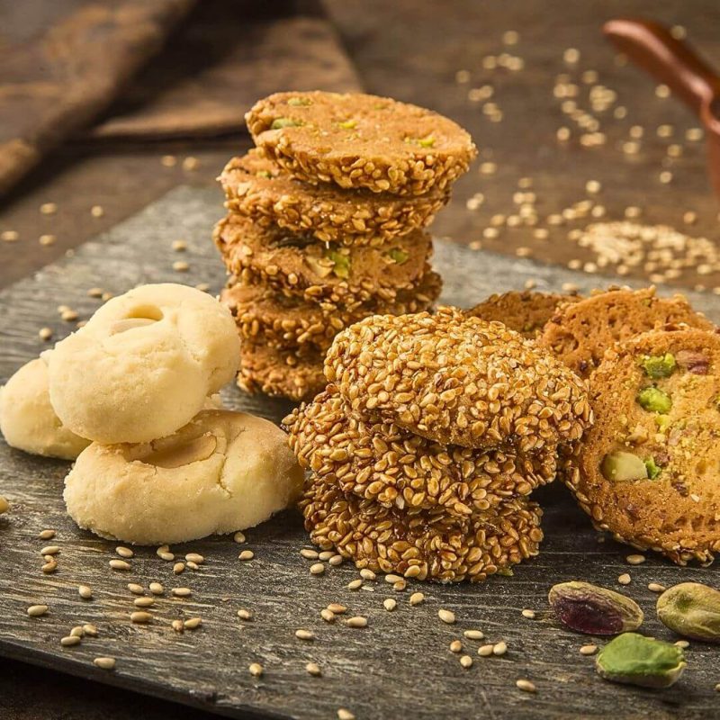 Zalatimo Sweets Sesame and Butter Cookies 0.75 kg Round Tin Can | AlbazaarMarket.com