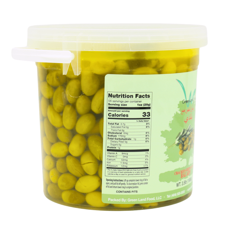Green Land Food Balady Cracked Green Olives 3.5lb | stg-albazaarmarket-staging.kinsta.cloud