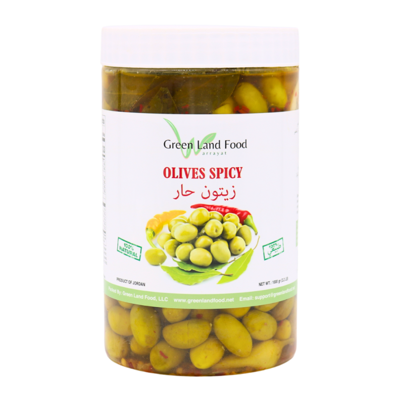 Green Land Food Spicy Green Olives 1000g | stg-albazaarmarket-staging.kinsta.cloud