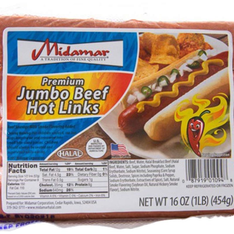 Midamar Halal Premium Beef Hot Links 12 oz
