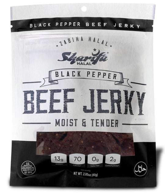 Sharifa Halal Beef Jerky Black Pepper 80g | stg-albazaarmarket-staging.kinsta.cloud