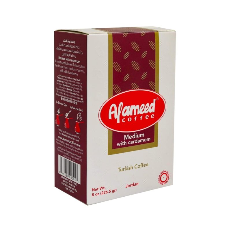 Al Ameed Medium Roast Ground Coffee with Cardamom 8 oz | AlbazaarMarket.com