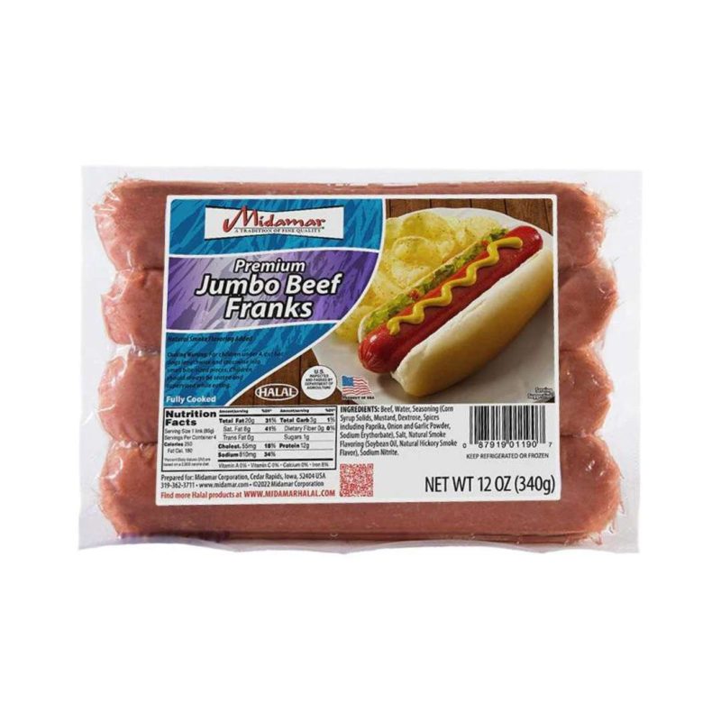 Midamar Premium Jumbo Beef Franks 12 oz | AlbazaarMarket.com