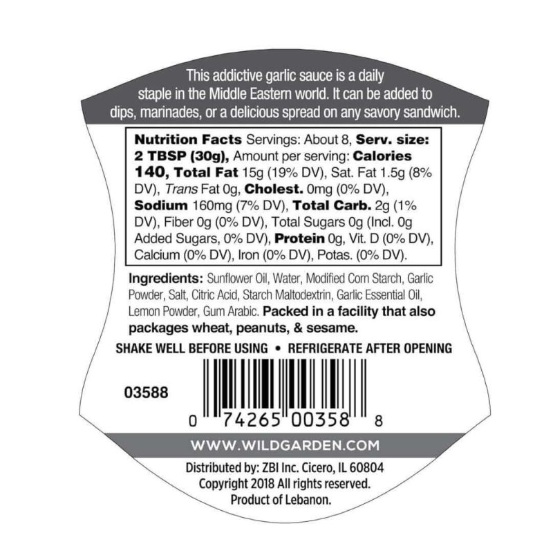 Wild Garden Easy Squeeze Garlic Aioli Toum 9.9oz | AlbazaarMarket.com