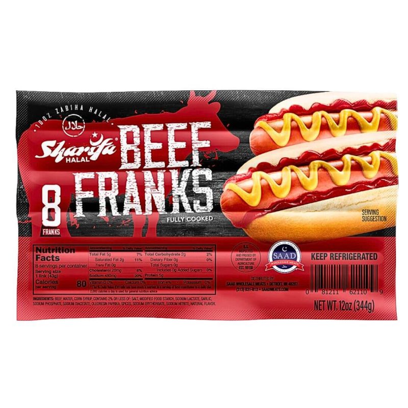 Sharifa Halal Beef Franks Hotdogs 12oz | AlbazaarMarket.com
