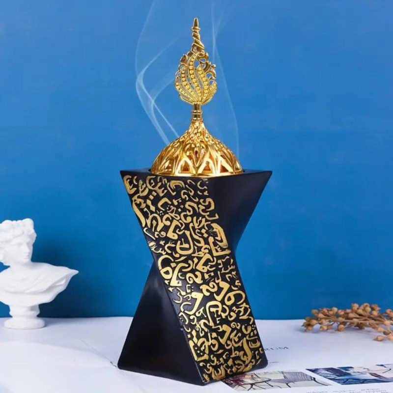 Elegant Black & Gold Arabic Calligraphy Bakhoor Burner | stg-albazaarmarket-staging.kinsta.cloud