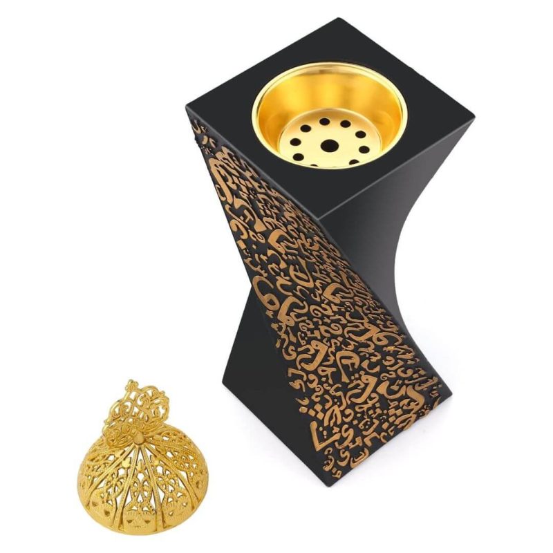 Elegant Black & Gold Arabic Calligraphy Bakhoor Burner | stg-albazaarmarket-staging.kinsta.cloud