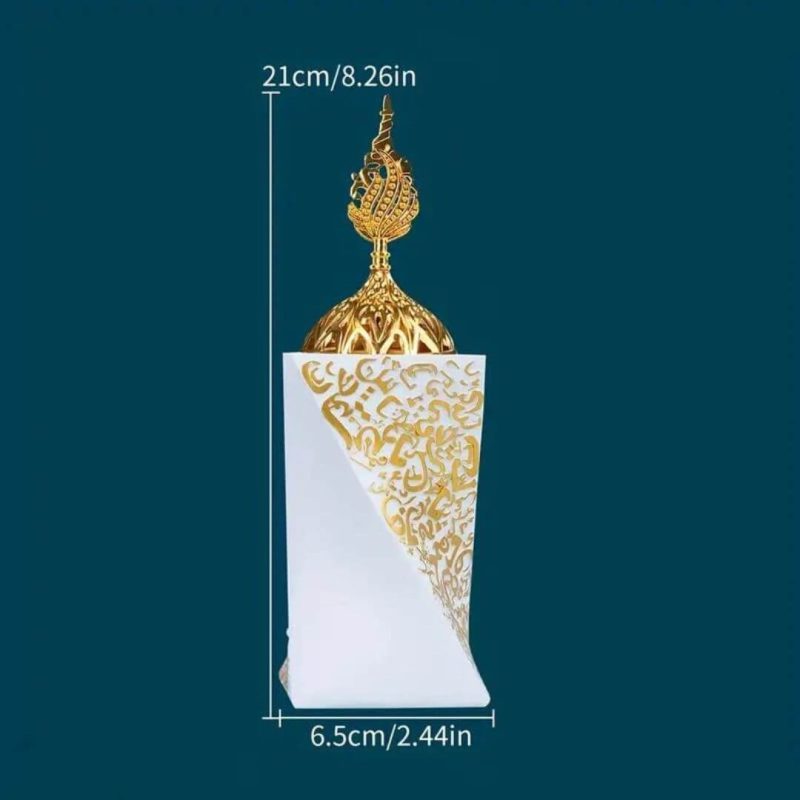 Elegant White & Gold Arabic Calligraphy Bakhoor Burner | stg-albazaarmarket-staging.kinsta.cloud