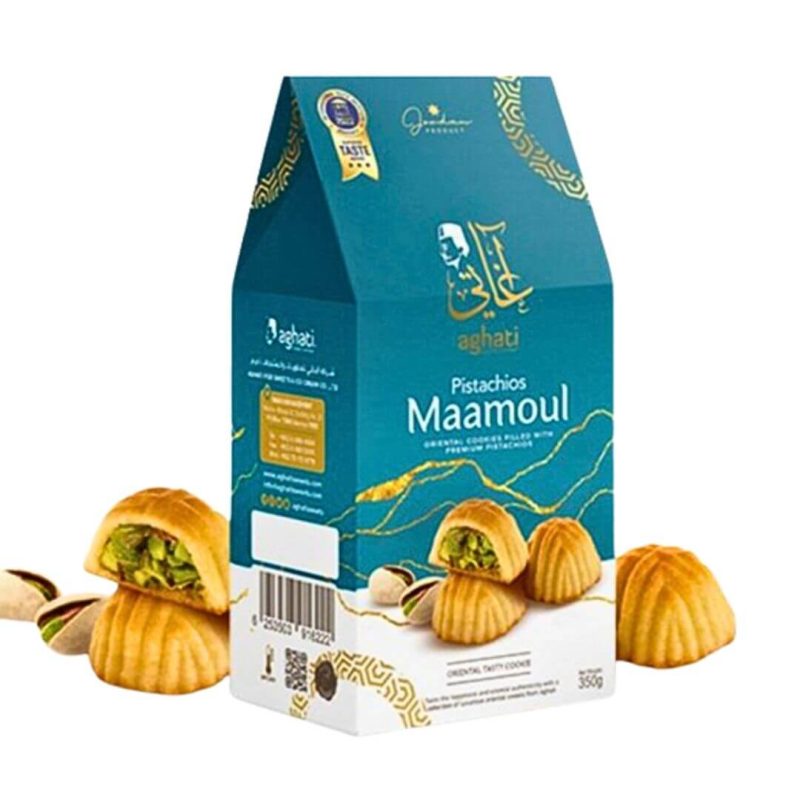 Aghati Maamoul Shortbread Cookies Filled with Premium Pistachios 350g | stg-albazaarmarket-staging.kinsta.cloud