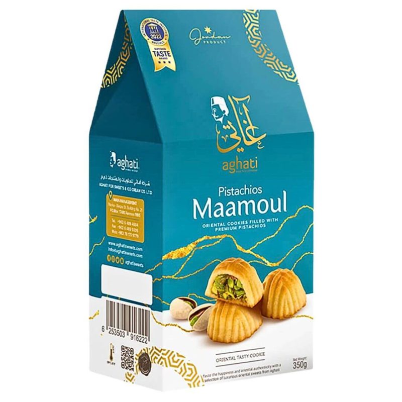 Aghati Maamoul Shortbread Cookies Filled with Premium Pistachios 350g | stg-albazaarmarket-staging.kinsta.cloud