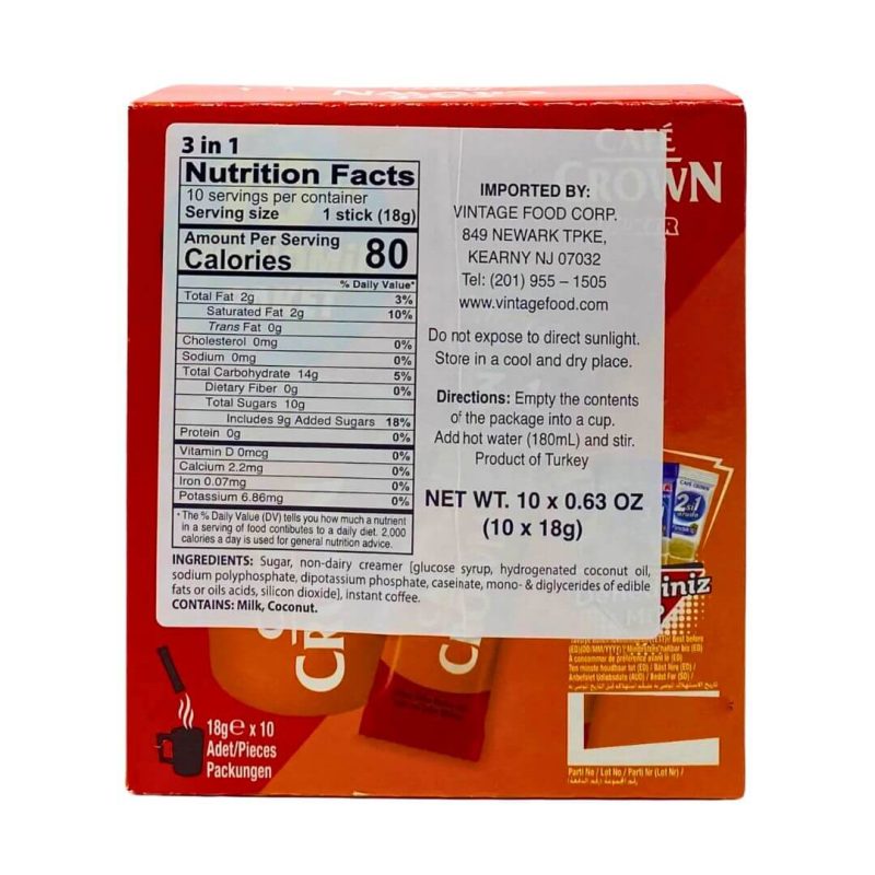 ULKER Cafe Crown 3-in-1 Instant Coffee 18g (10 Sachets) | stg-albazaarmarket-staging.kinsta.cloud