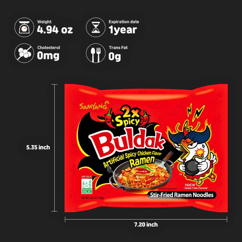 Samyang 2X Buldak Hot Spicy Chicken Stir-Fried Ramen 4.94 oz (Pack of 5) | stg-albazaarmarket-staging.kinsta.cloud