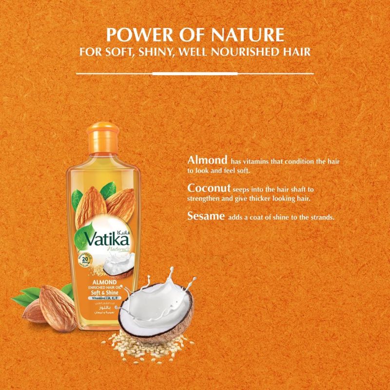 Vatika Naturals Almond Enriched Hair Oil Soft & Shine 200ml | Albazaar Market